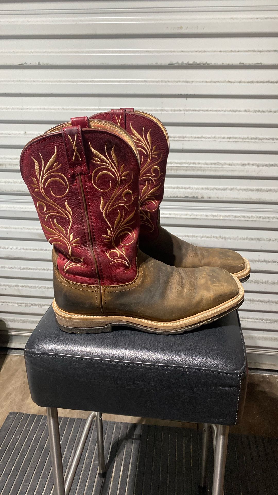 TWISTED X Women’s Western Leather Work  Boots  Square Steel Toe, Size 10.5