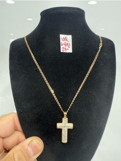 10K Solid Gold Chain and Pendant For Wedding 6.8Gr 23 Inches Long