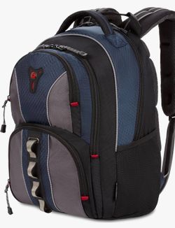 Swiss Wenger Cobalt Laptop Backpack, Fits 16 inch Laptop, Men's and Women's, Blue/Grey