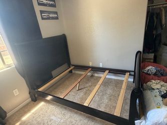 Dark Wood Sleigh Bed Frame