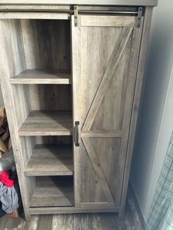 Farmhouse Barn Door Storage Cabinet with Shelves