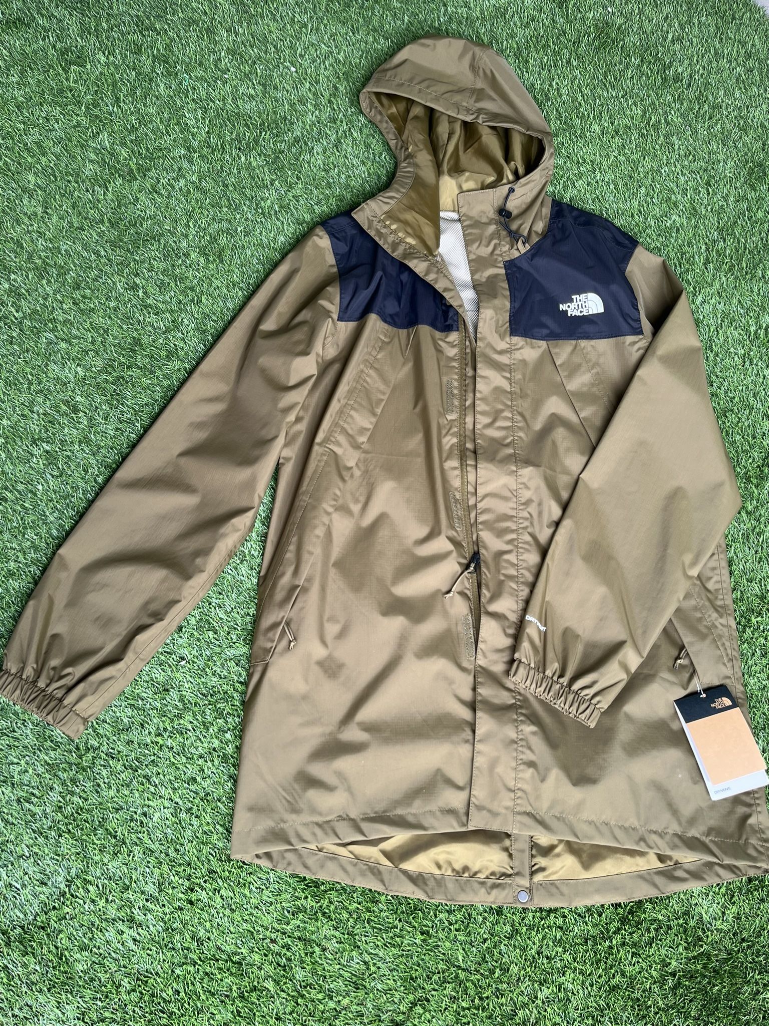 The North Face Dryvent Antora Parka Olive Green/Black Mens Rainproof Jacket.