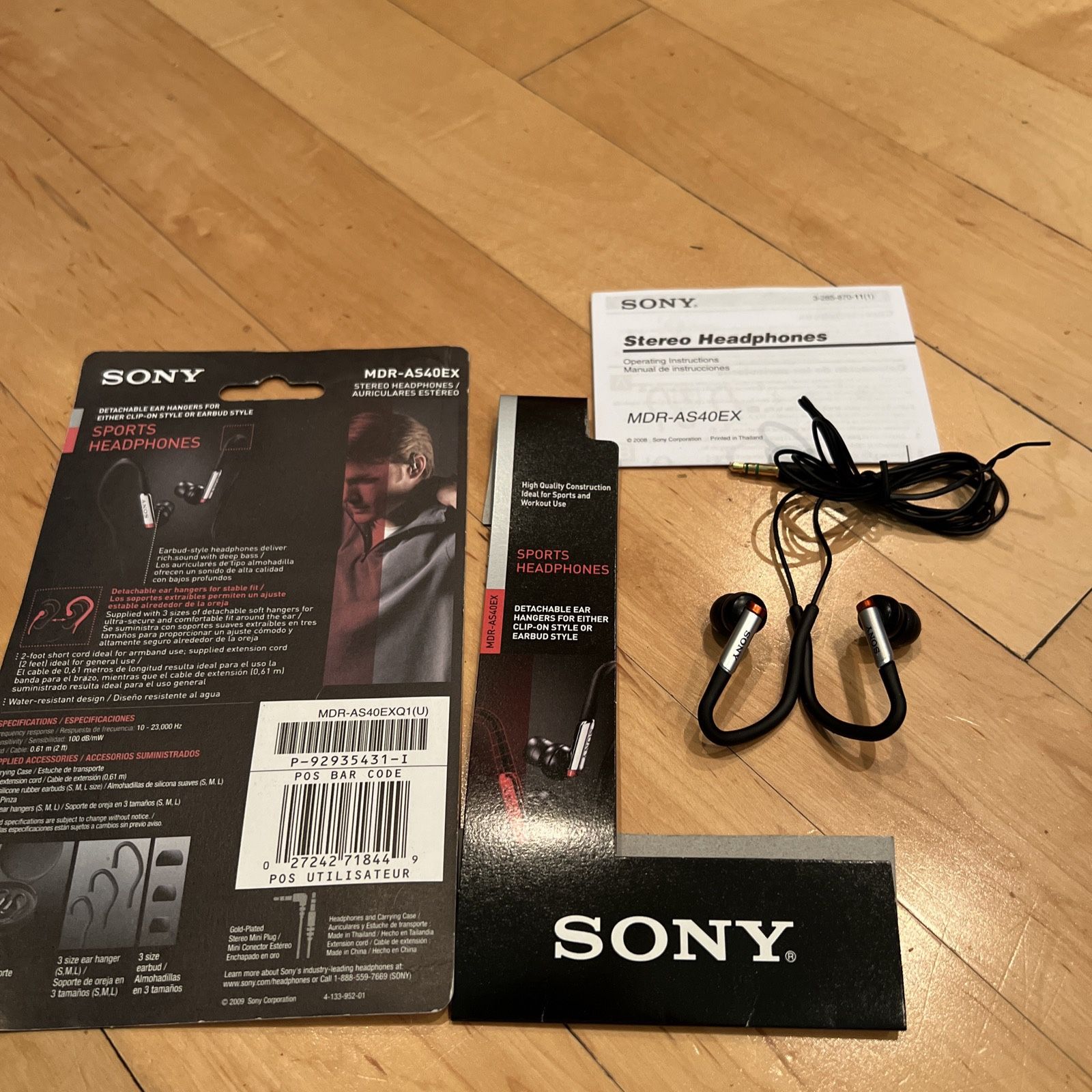 SONY MDR-AS40EX ACTIVE STYLE HEADPHONES EAR BUD STYLE BLACK