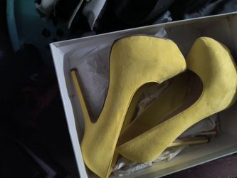 Yellow Suede Platform High Heel Pumps