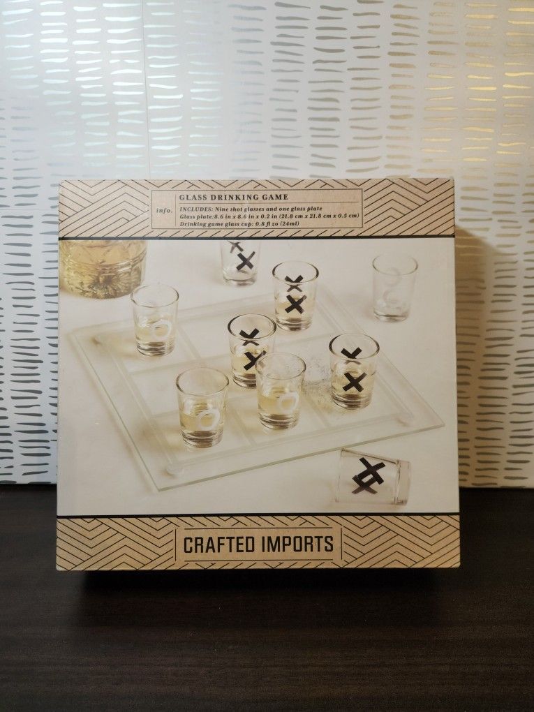 Tic Tac Toe Shot Glass Drinking Game NIB 10 Piece Set Grafted Imports Unique