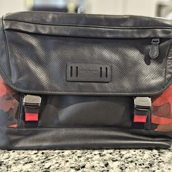 Coach Ranger Pocket Messenger Leather Bag Red Camo F79905
