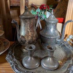 2 Candles Holder  and 1 Coffee 1 Chocolate Pot