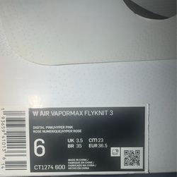Nike Women's Air VaporMax Flyknit 3 Size 6