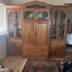 Vintage Entertainment Center Solid Oak.