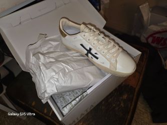 Premiata White and Gold Low-Top Sneakers