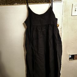 Linen Strappy Dress With Pockets