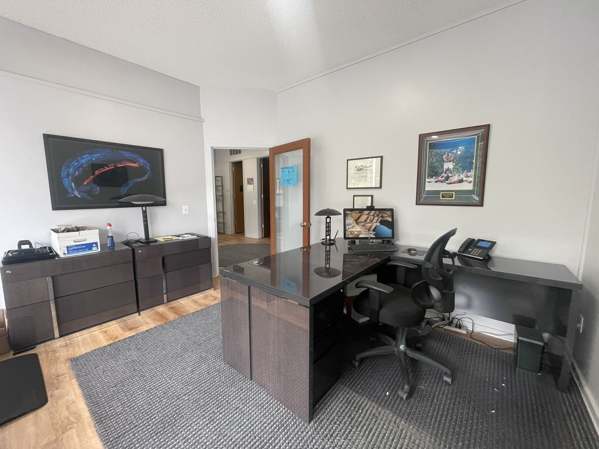 Dania –Mondiana 66” Desk, Return, Two Lateral File Cabinets And Office Chair And Floor Protector