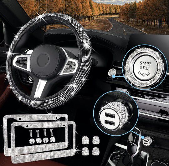 NEW - 9Pack Bling Car Accessories Set for Women