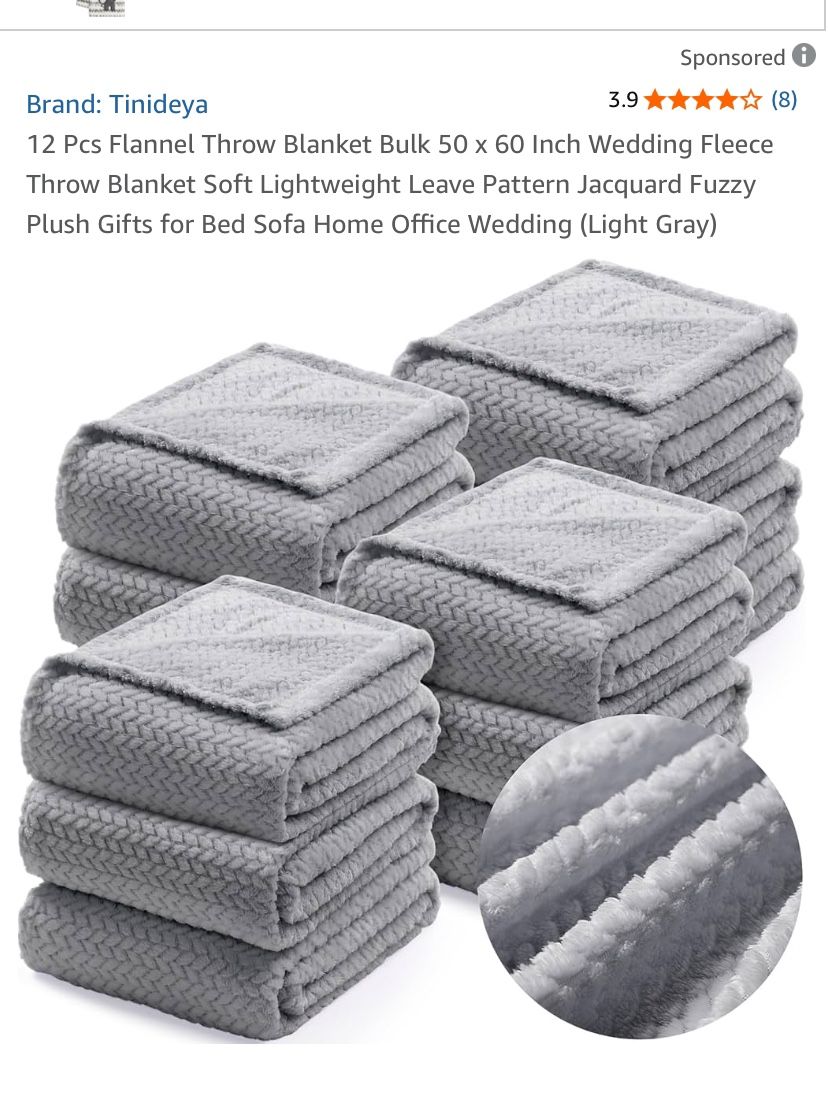 Buryeah 12 Pack Flannel Fleece Throw Blankets