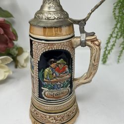Swiss Vintage Musical Lidded Beer Stein – 9” 