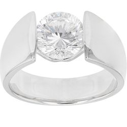 Cubic Zirconia Rhodium Over Sterling Silver Ring 3.15ctw