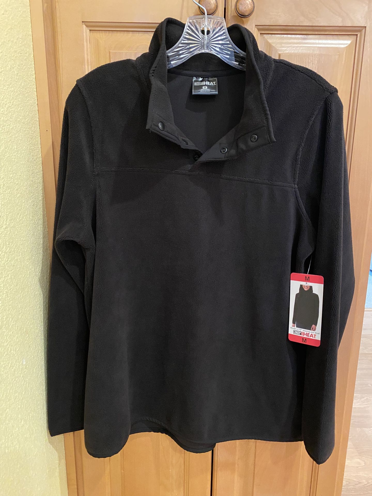 New With Tag 32 Degrees Heat Ladies Snap Arctic Fleece Pullover Black Size Medium