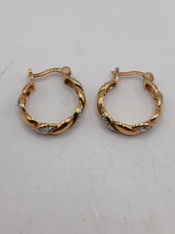 Gold Vermeil CZ Hoop Earrings