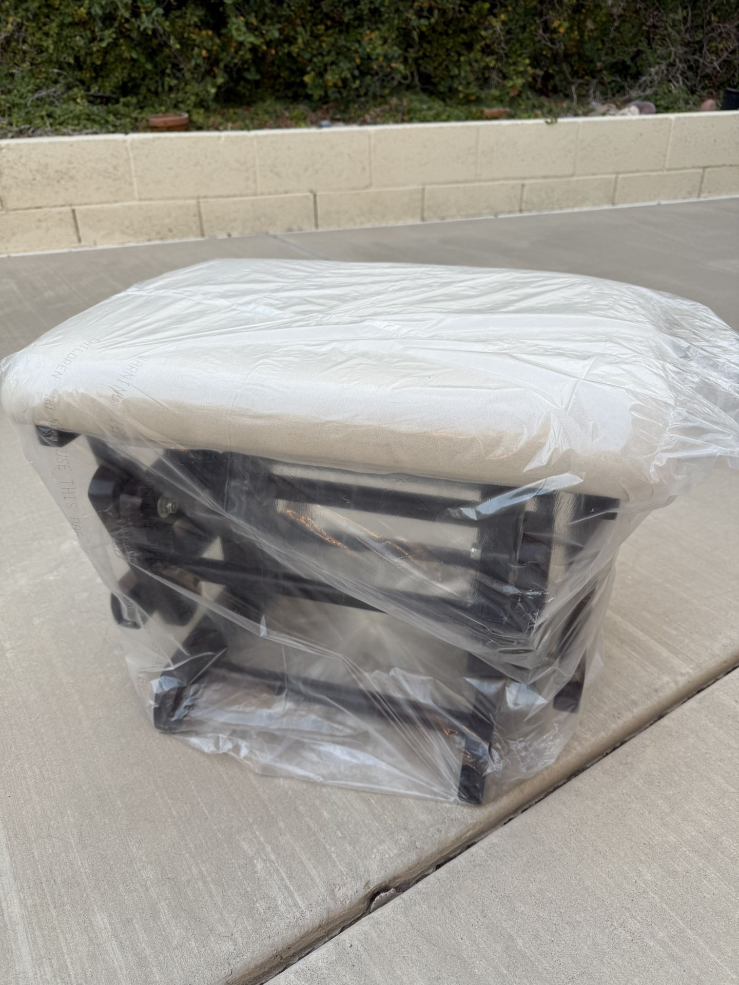 Glider Ottoman - Color Beige w/Dark Brown Wood