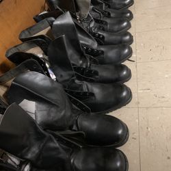 Black Army Boots Leather 