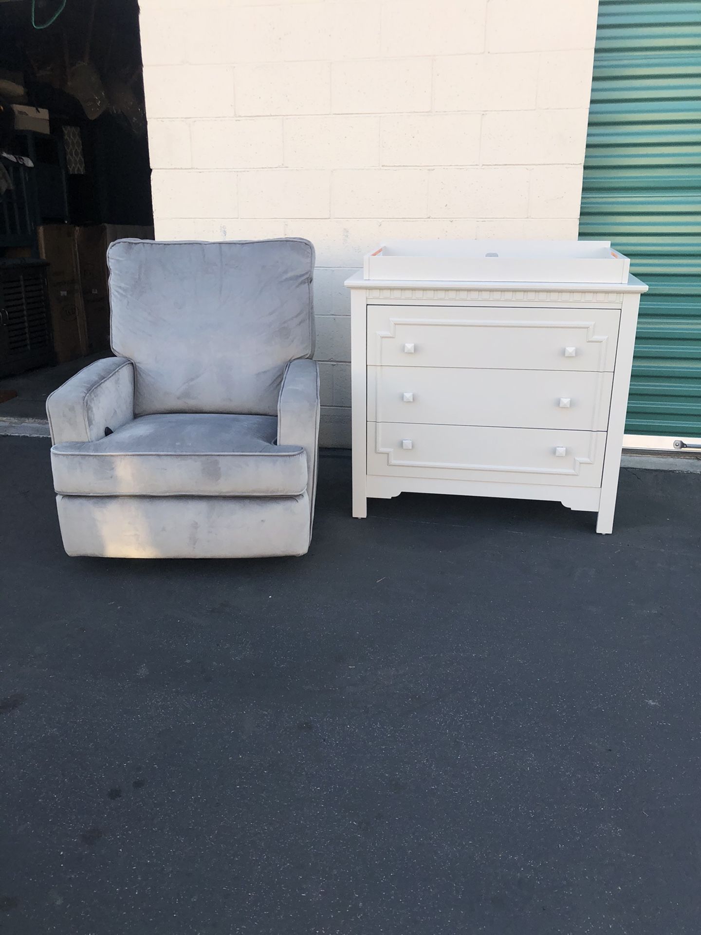 Baby relax dresser with changing table AND glider recliner chair