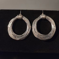. 925 Sterling Silver HOOP Earrings With Fun Design 