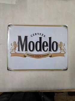 Modelo Beer label ad faux vintage metal sign
