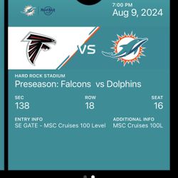 Dolphins vs Falcons tickets 