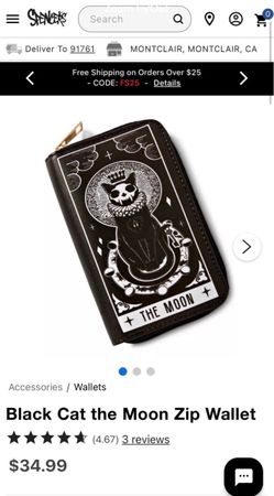 Black Cat the Moon Zip Wallet