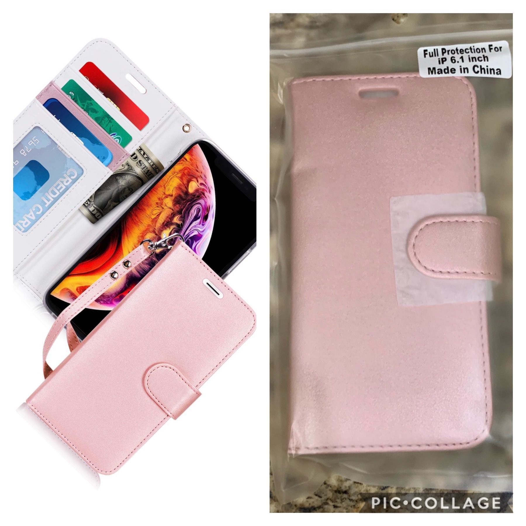 BRAND NEW/SEALED iPhone Xr (6.1") 2018, [Kickstand Feature] Flip Folio Leather Wallet Case ID Credit Card Pockets iPhone Xr (6.1") 2018 Pink