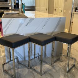 Ehrlich Upholstered Square Gray Stools