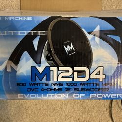 Autotek M12D4 12" 1000W 4-Ohm DVC Mean Machine Series Car Subwoofer