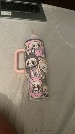 Labubu Print Tumbler with Handle