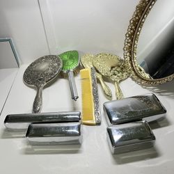 Vintage Silver Plate Mirror set 9 pieces vintage 
