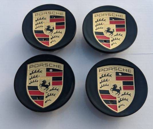 Black Porsche caps wheel rim center Cap 76mm 3 inch diameter BRAND NEW SET OF 4 gloss black color