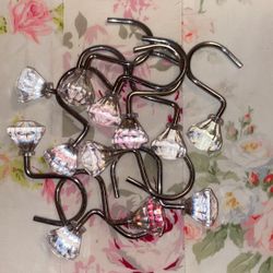 12 Acrylic Crystal Diamond Shaped Bathroom Curtain Hooks 
