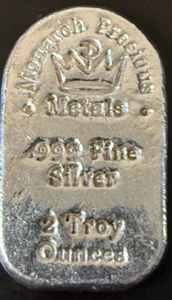 MONARCH PRECIOUS METALS 2 OUNCES .999 SILVER BAR