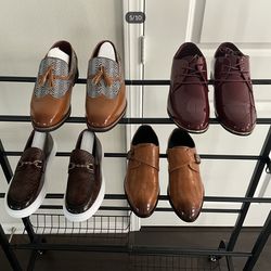 4 Four New Pair of Mens Faux Leather Shoes Misc Sizes