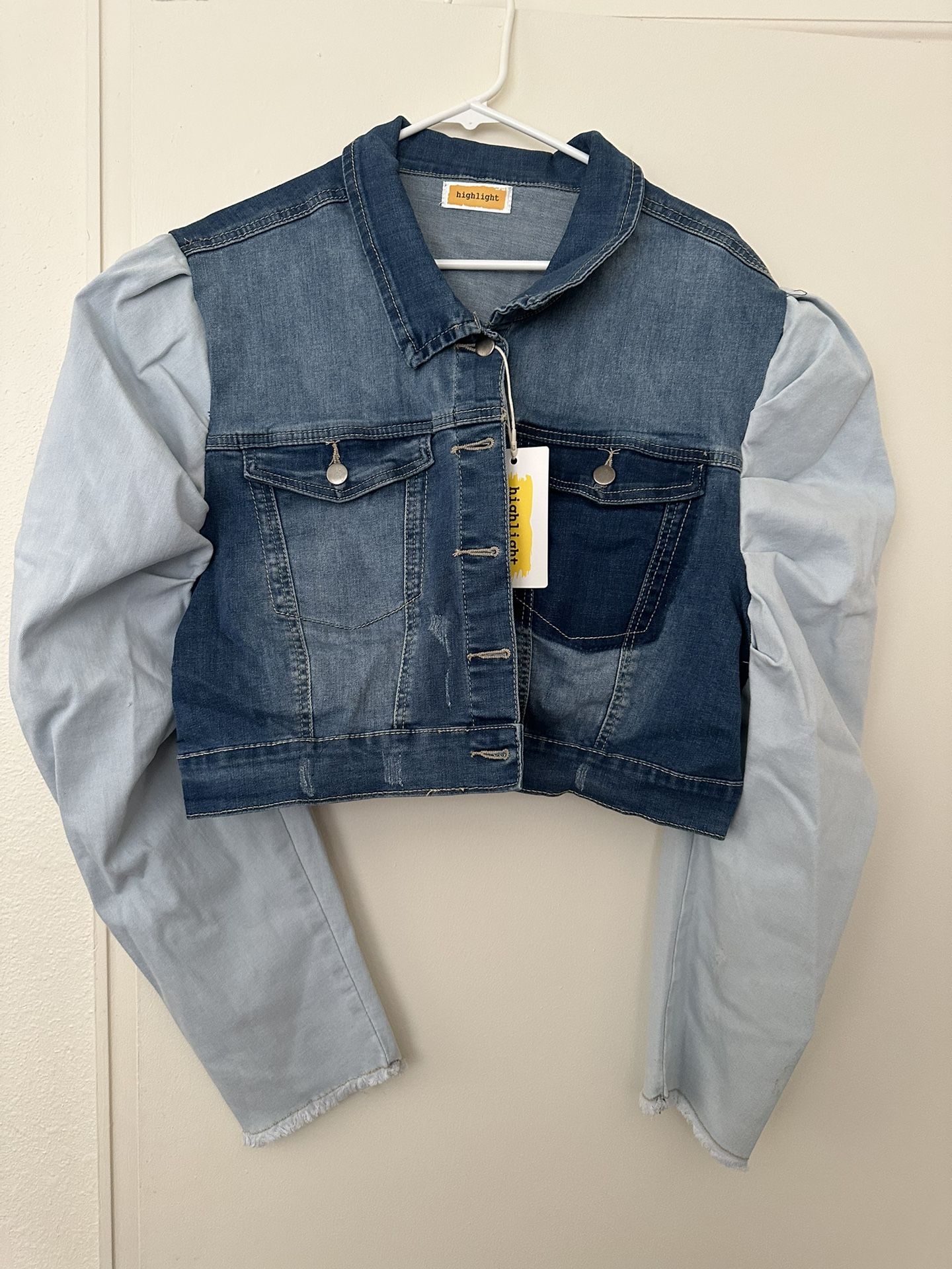 Denim puffy Sleeve Jacket