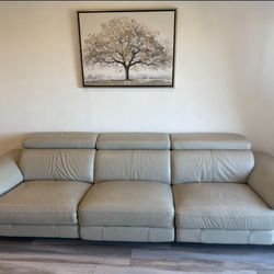Leather Sofa With Two Electric Recliners 