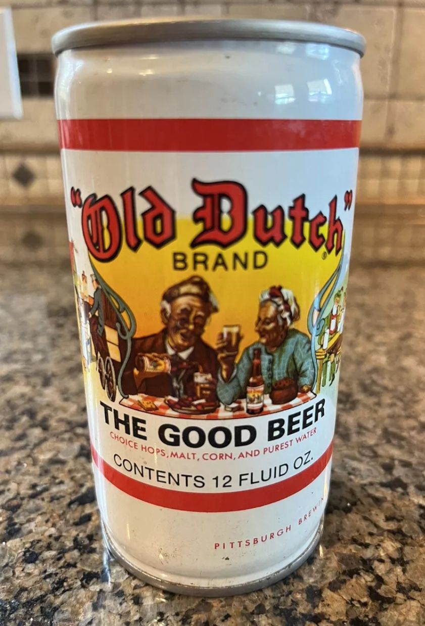 Old Dutch Pull Tab Beer Can Tab Still On Opened From Bottom