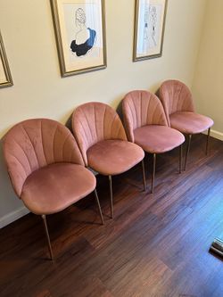 Pink Velvet Upholstered Dining Chairs
