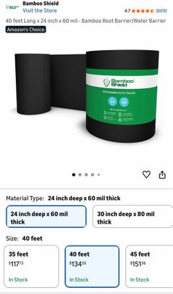 Bamboo Root Barrier 40ft x 24in x 60mil Thick Heavy Duty