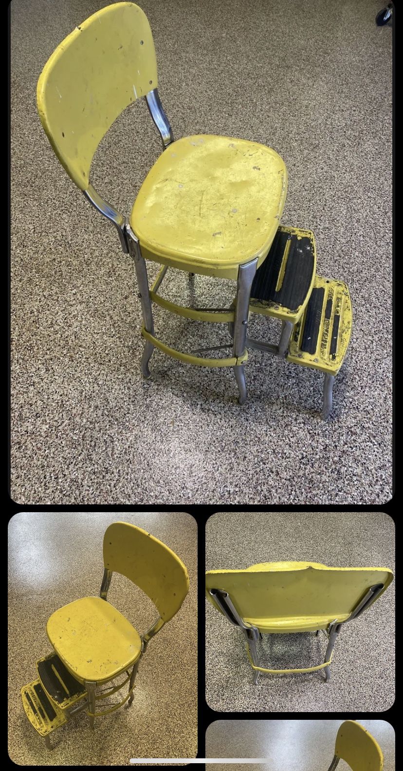 COSCO Kitchen Step Stool Chair Yellow Metal Pull Out Steps Yellow