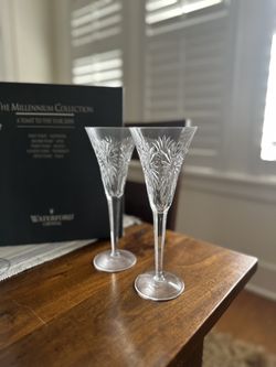 REDUCED! Waterford Toasting Flutes-Millennium Collection 