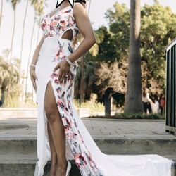 White + Floral Dress