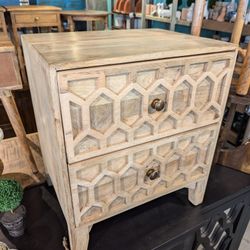 Two Drawer Mango Wood End Table
