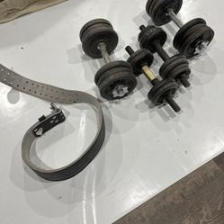 Gold Gym Belt And Weights