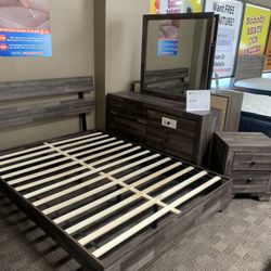 Brown Grey Queen Bedroom Set 