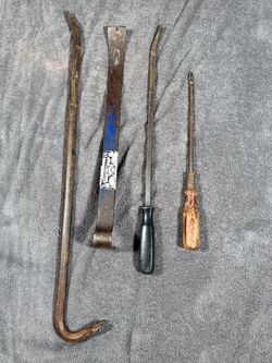 Vintage Automotive Pry Bar Tool Lot 4pc Mayhew Screwdrivers Crowbar USA